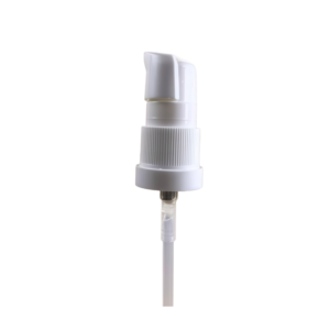 White ribbed anti-theft 18/415 essential oil pump with 0.4cc output for thick essential oil packaging
