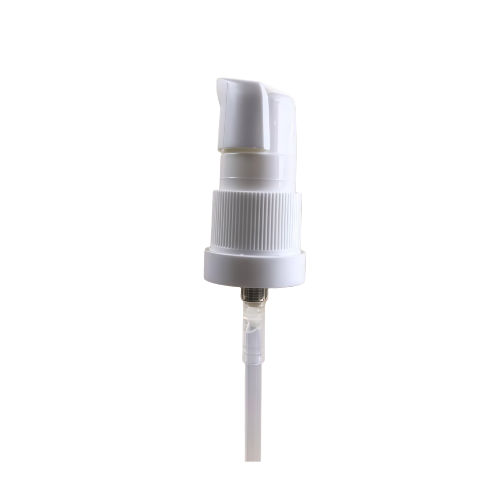 White ribbed anti-theft 18/415 essential oil pump with 0.4cc output for thick essential oil packaging