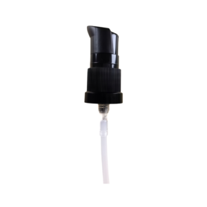 Black ribbed 18/415 essential oil pump with 0.4cc dosage for thick essential oil packaging